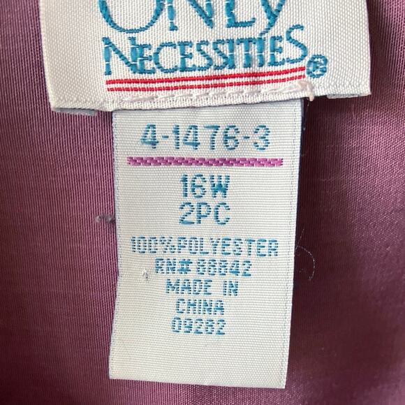 Only Necessities Women’s Purple Shimmer Roll-Sleeve Button-Up Blouse 16W VINTAGE - Picture 5 of 6